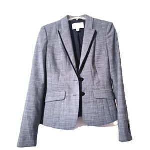 HUGO BOSS Virgin Wool Julieta gray black trim blazer with pleats sz 2